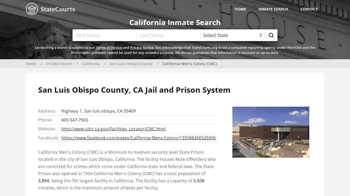 California Men's Colony (CMC) Inmate Records Search ...